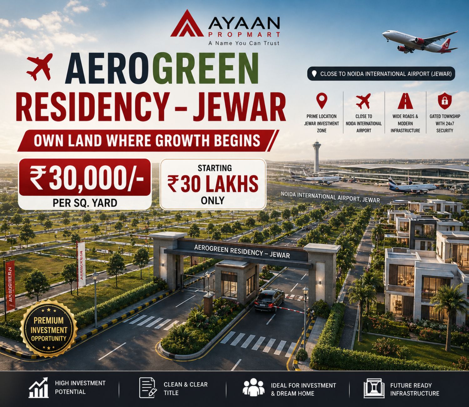 Aerogreen Residency – Jewar Own Land Where Growth Begins ₹30000 Per Sq. Yard Starting ₹30 Lakhs Only 1